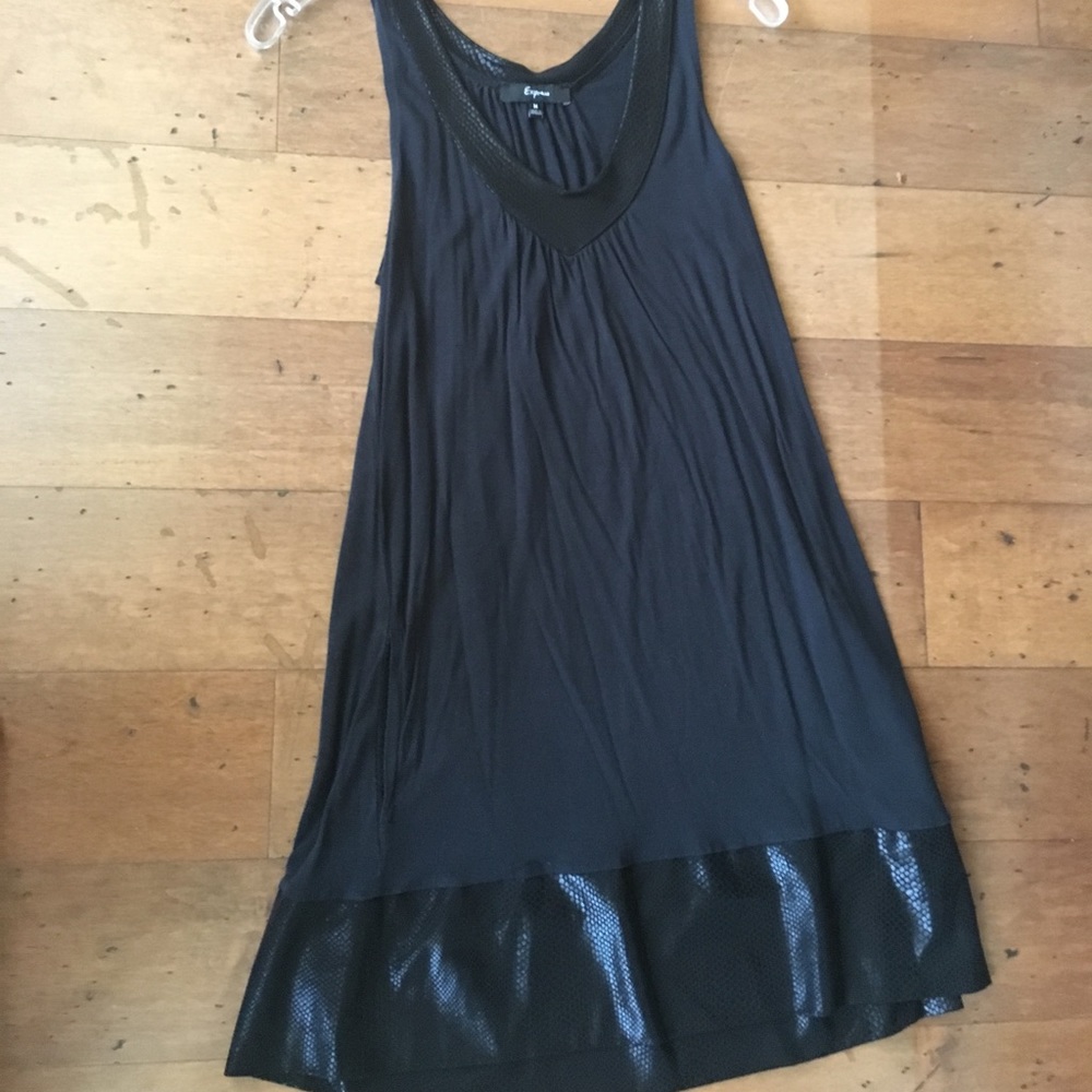 Black snake skin trimmed dress